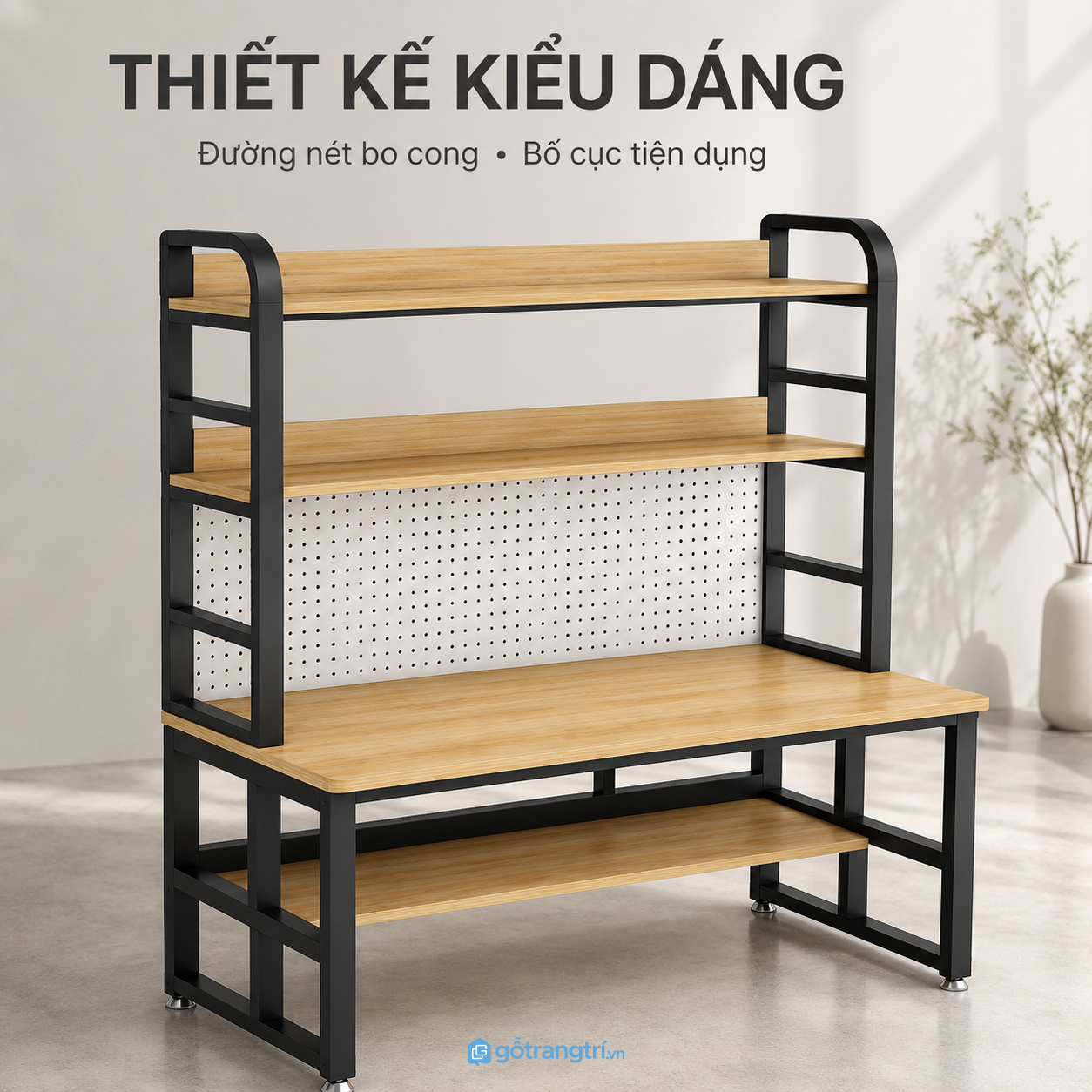 Thiết kế hiện đại kết hợp bảng pegboard tiện dụng