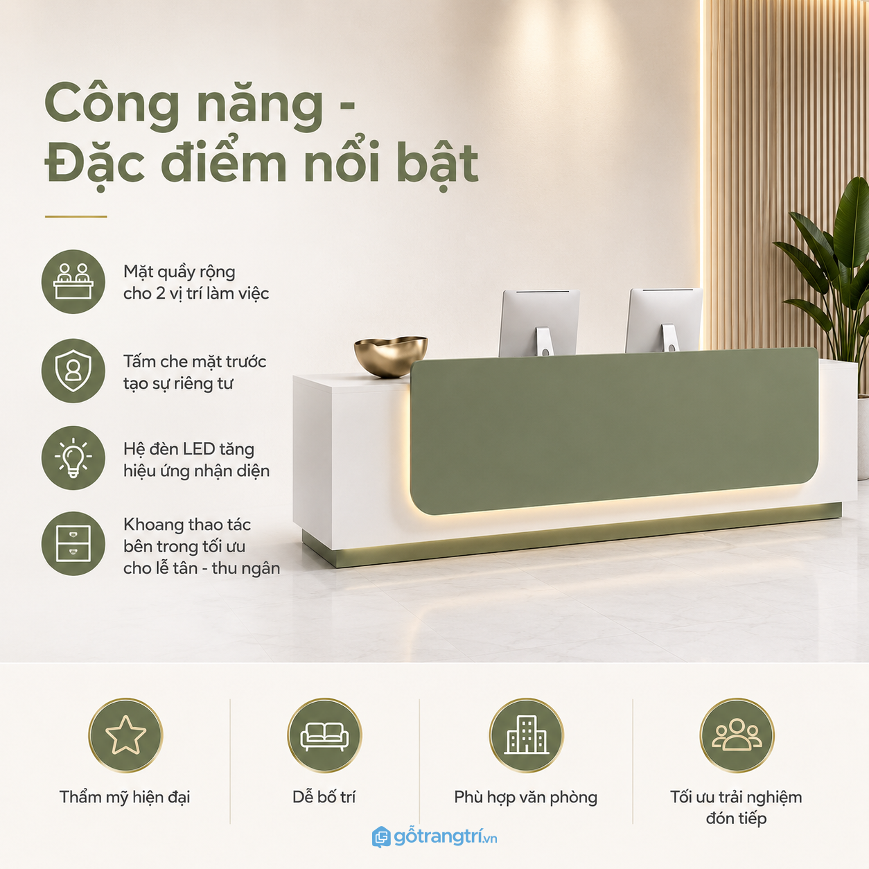Thiết kế hiện đại tạo điểm nhấn cho khu vực tiếp đón Thiết kế hiện đại tạo điểm nhấn cho khu vực tiếp đón