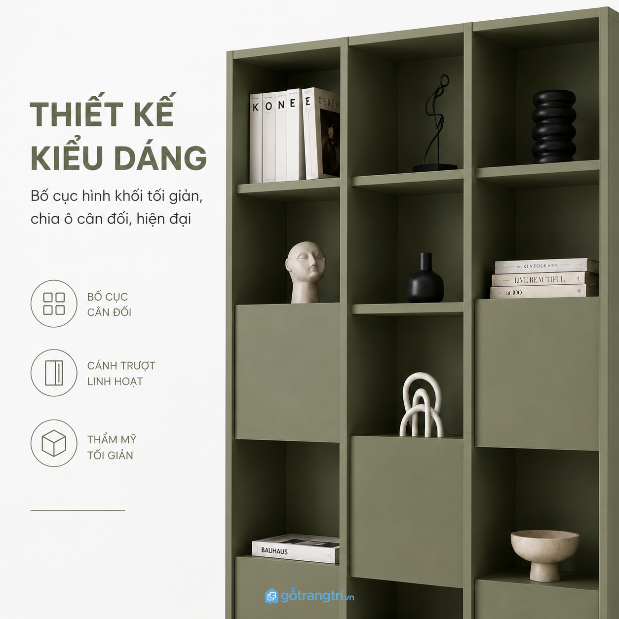 Thiết kế hiện đại với nhiều khoang trưng bày