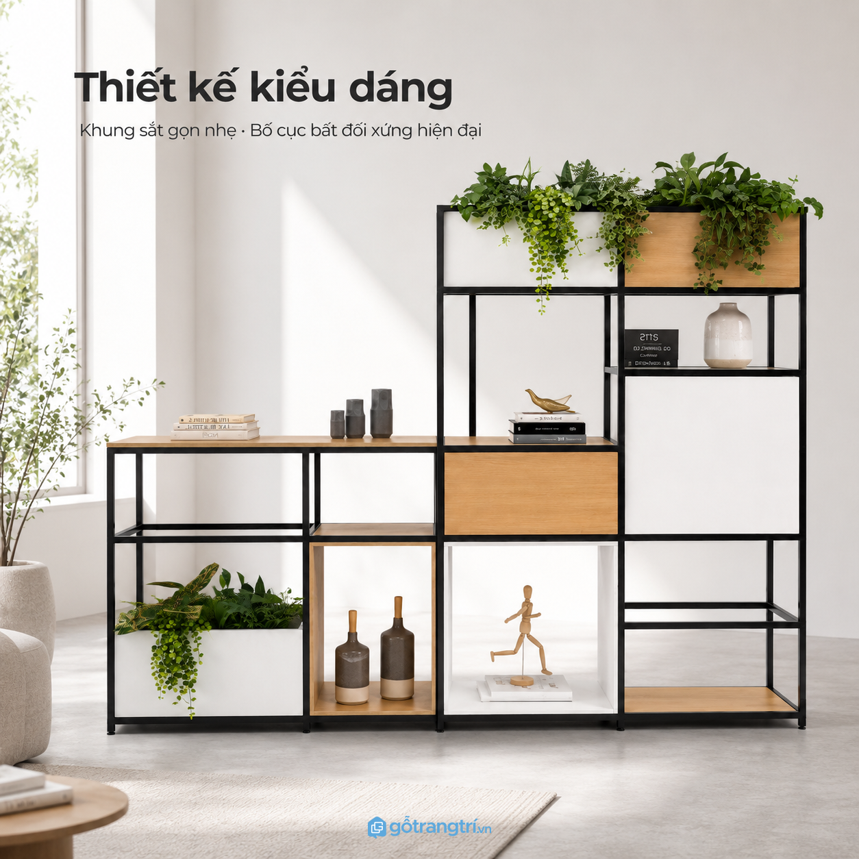 Thiết kế mở hiện đại, chia không gian tự nhiên