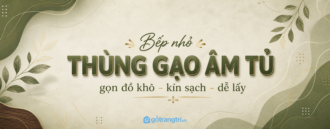 Thùng gạo âm tủ bếp cho bếp nhỏ: gọn đồ khô, kín sạch, lấy gạo dễ hơn