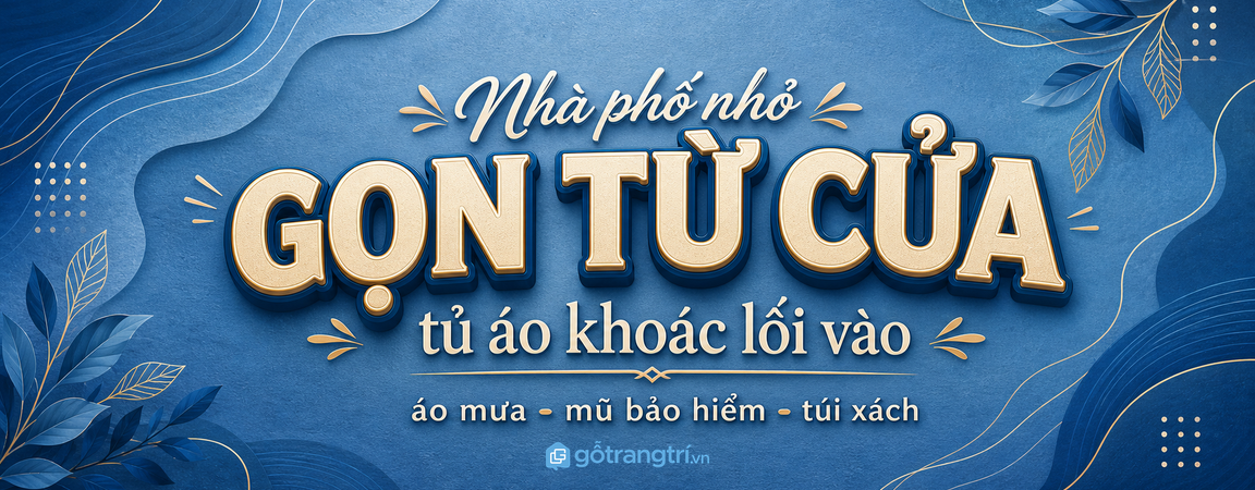 Tủ áo khoác lối vào nhà phố nhỏ: cất áo mưa, mũ bảo hiểm, túi xách gọn từ cửa
