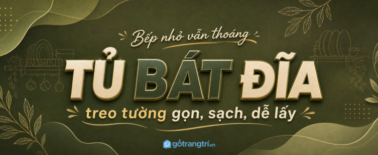 Tủ bát đĩa treo tường cho bếp nhỏ: gọn mặt bàn, dễ lấy mỗi ngày