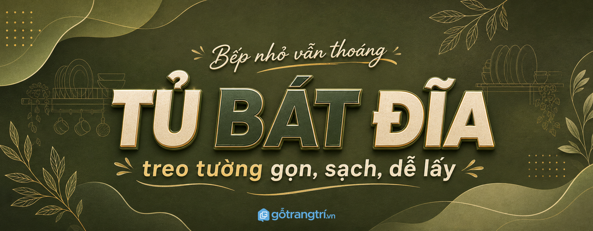 Tủ bát đĩa treo tường cho bếp nhỏ: gọn mặt bàn, dễ lấy mỗi ngày