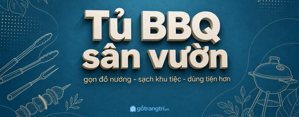 Tủ dụng cụ BBQ sân vườn biệt thự: gọn đồ nướng, sạch khu tiệc, dùng tiện hơn