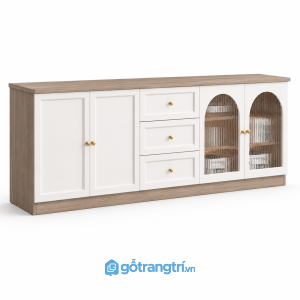 Tủ buffet phòng ăn cánh kính hiện đại GHS-5076 - 180x40x80cm - Vân gỗ nhiều màu tùy chọn - Chat Zalo - GHS-5076b