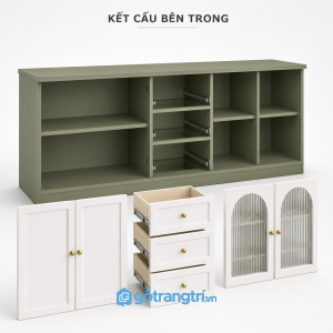 Tủ buffet phòng ăn cánh kính hiện đại GHS-5076 - hình ảnh thực tế 1