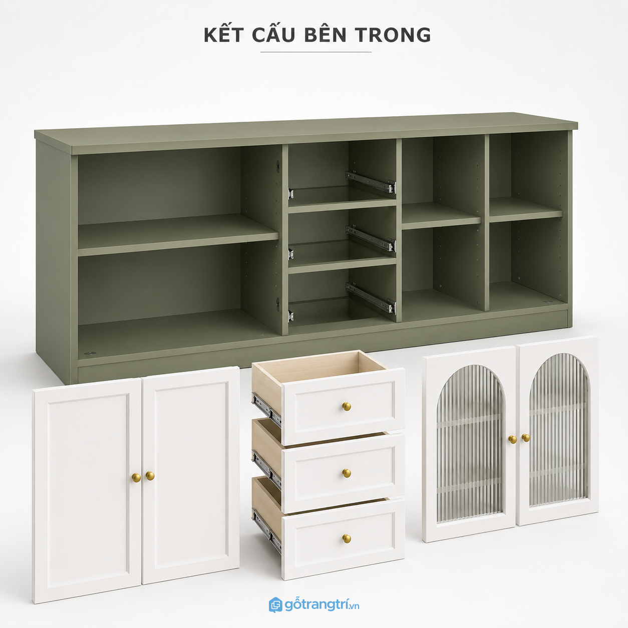 Tủ buffet phòng ăn cánh kính hiện đại GHS-5076 - hình ảnh thực tế 1