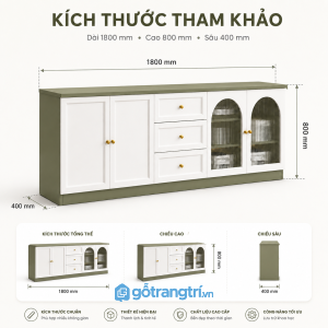 Tủ buffet phòng ăn cánh kính hiện đại tối ưu lưu trữ và trang trí không gian