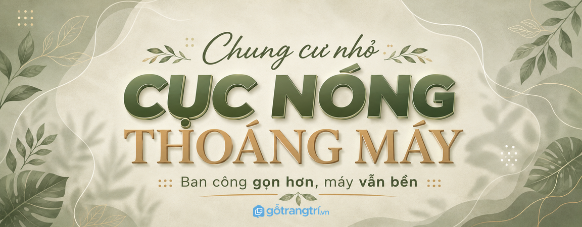 Tủ che cục nóng chung cư: gọn ban công, thoáng máy, đẹp mặt logia
