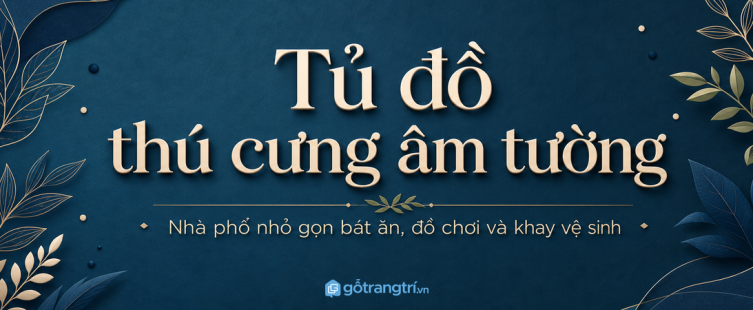 Tủ đồ thú cưng âm tường cho nhà phố nhỏ: gọn bát ăn, đồ chơi và khay vệ sinh