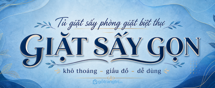 Tủ giặt sấy âm tường phòng giặt biệt thự