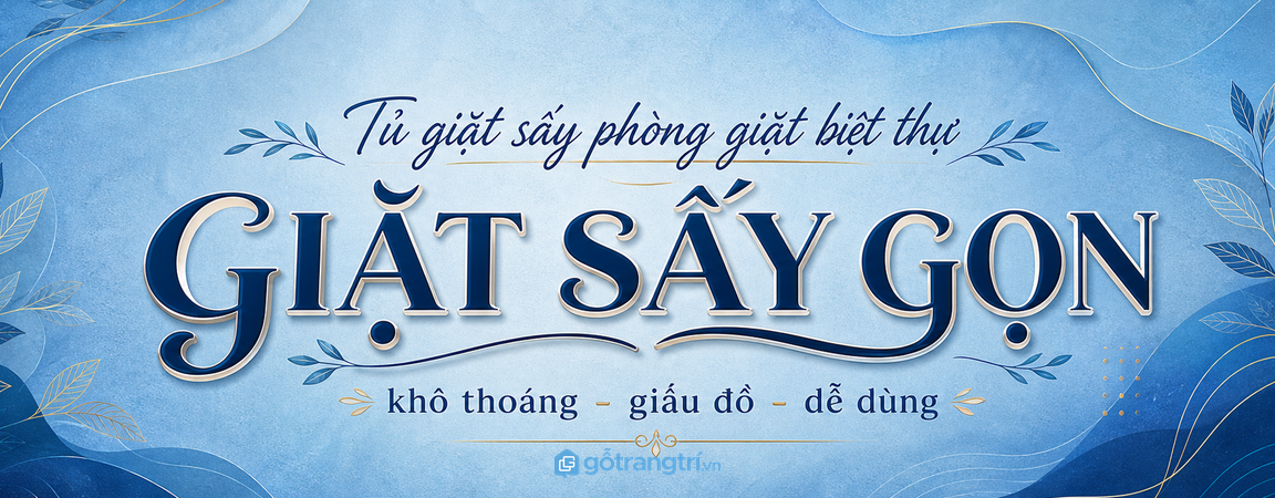 Tủ giặt sấy âm tường phòng giặt biệt thự
