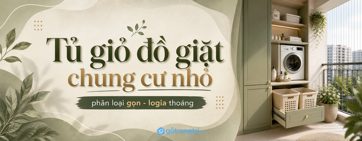 Tủ giỏ đồ giặt bẩn cho chung cư nhỏ: phân loại gọn, logia thoáng, dễ giặt mỗi ngày