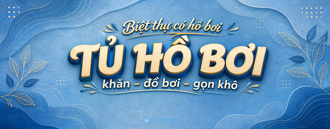 Tủ thiết bị hồ bơi biệt thự: gọn khăn, hóa chất, đồ chơi nước và dụng cụ vệ sinh