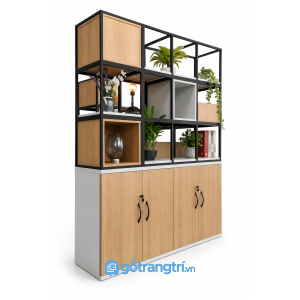 Tủ hồ sơ kết hợp kệ trang trí hiện đại GHS-2019