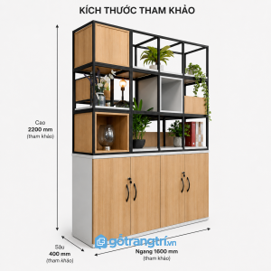 Tủ hồ sơ kết hợp kệ trang trí hiện đại tối ưu lưu trữ và không gian văn phòng