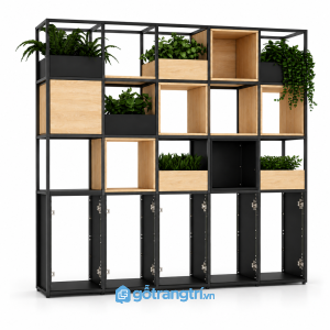 Tủ hồ sơ khung sắt kết hợp kệ trang trí hiện đại GHS-5011 - hình ảnh thực tế 1