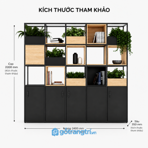 Tủ hồ sơ khung sắt kết hợp kệ trang trí tối ưu lưu trữ và không gian làm việc