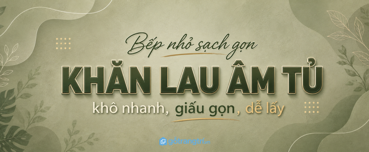 Tủ khăn lau bếp âm tủ cho bếp nhỏ: khô nhanh, giấu gọn và dễ lấy khi nấu