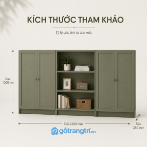Tủ lưu trữ thấp kết hợp kệ mở giúp tối ưu không gian và tăng tính thẩm mỹ
