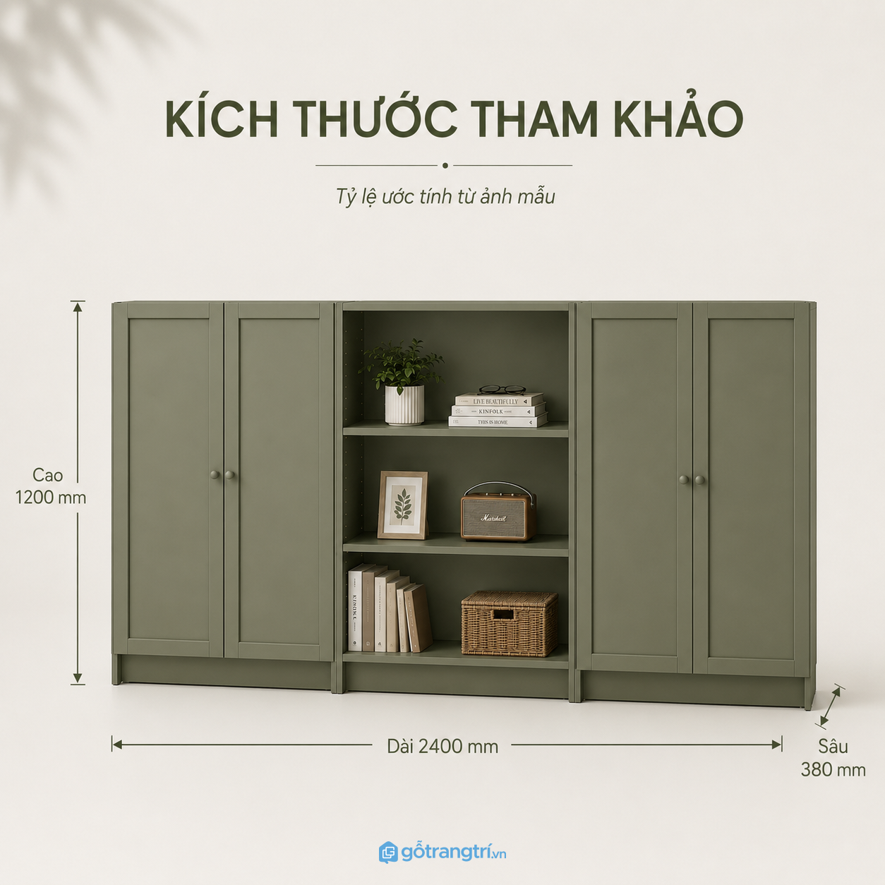 Tủ lưu trữ thấp kết hợp kệ mở giúp tối ưu không gian và tăng tính thẩm mỹ