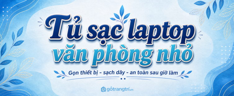 Tủ sạc laptop cho văn phòng nhỏ: gọn thiết bị, sạch dây, an toàn sau giờ làm