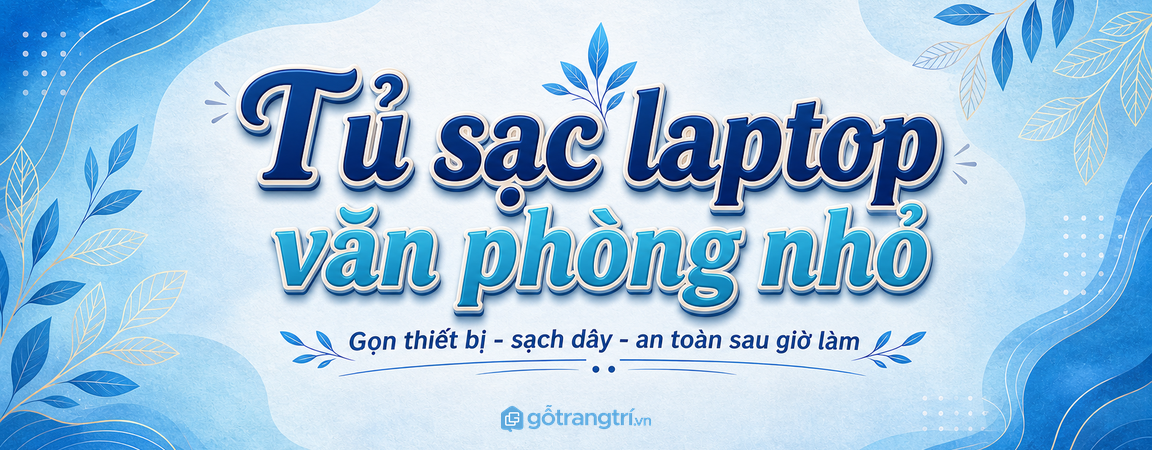 Tủ sạc laptop cho văn phòng nhỏ: gọn thiết bị, sạch dây, an toàn sau giờ làm