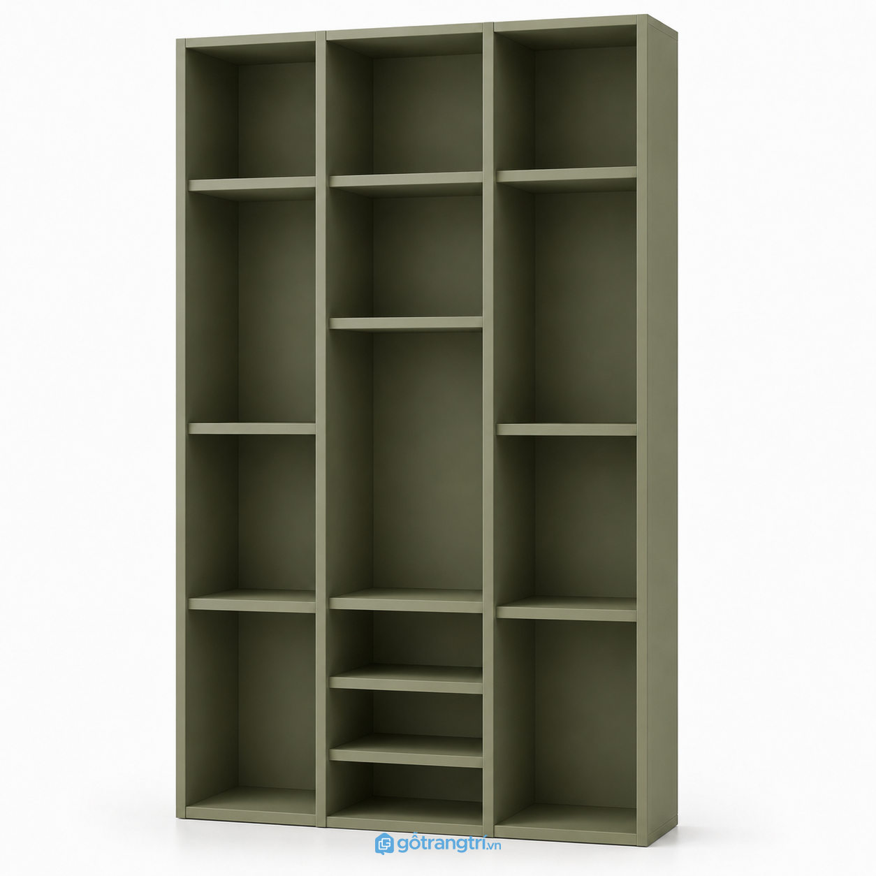 Tủ sách xanh olive nhiều khoang hiện đại GHS-2008 - hình ảnh thực tế 1