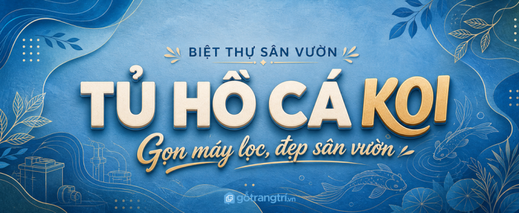 Tủ thiết bị hồ cá koi biệt thự: giấu máy bơm, lọc nước, đồ chăm cá gọn sân vườn