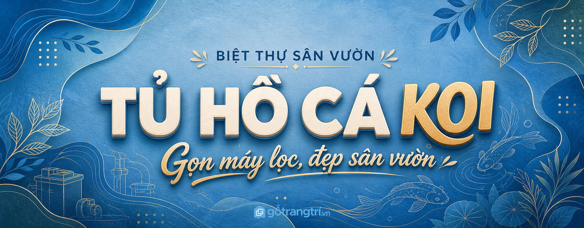 Tủ thiết bị hồ cá koi biệt thự: giấu máy bơm, lọc nước, đồ chăm cá gọn sân vườn