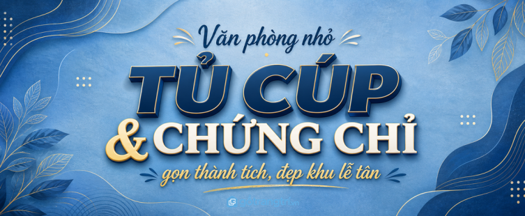 Tủ trưng bày cúp và chứng chỉ cho văn phòng nhỏ: gọn thành tích, đẹp khu lễ tân