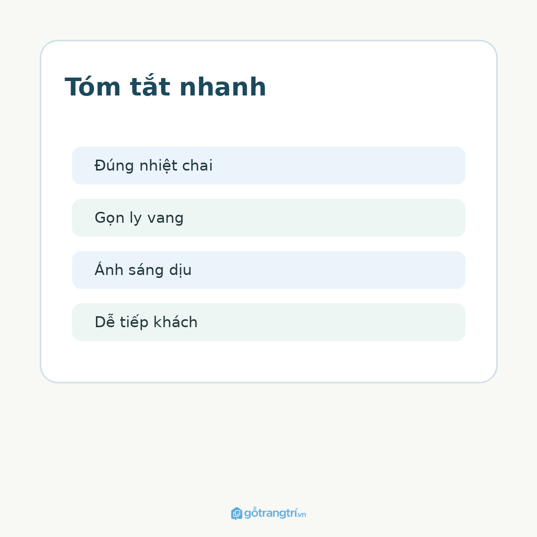 Tủ bảo quản rượu vang biệt thự: giữ chai đúng nhiệt, gọn ly và sang hơn khi tiếp khách