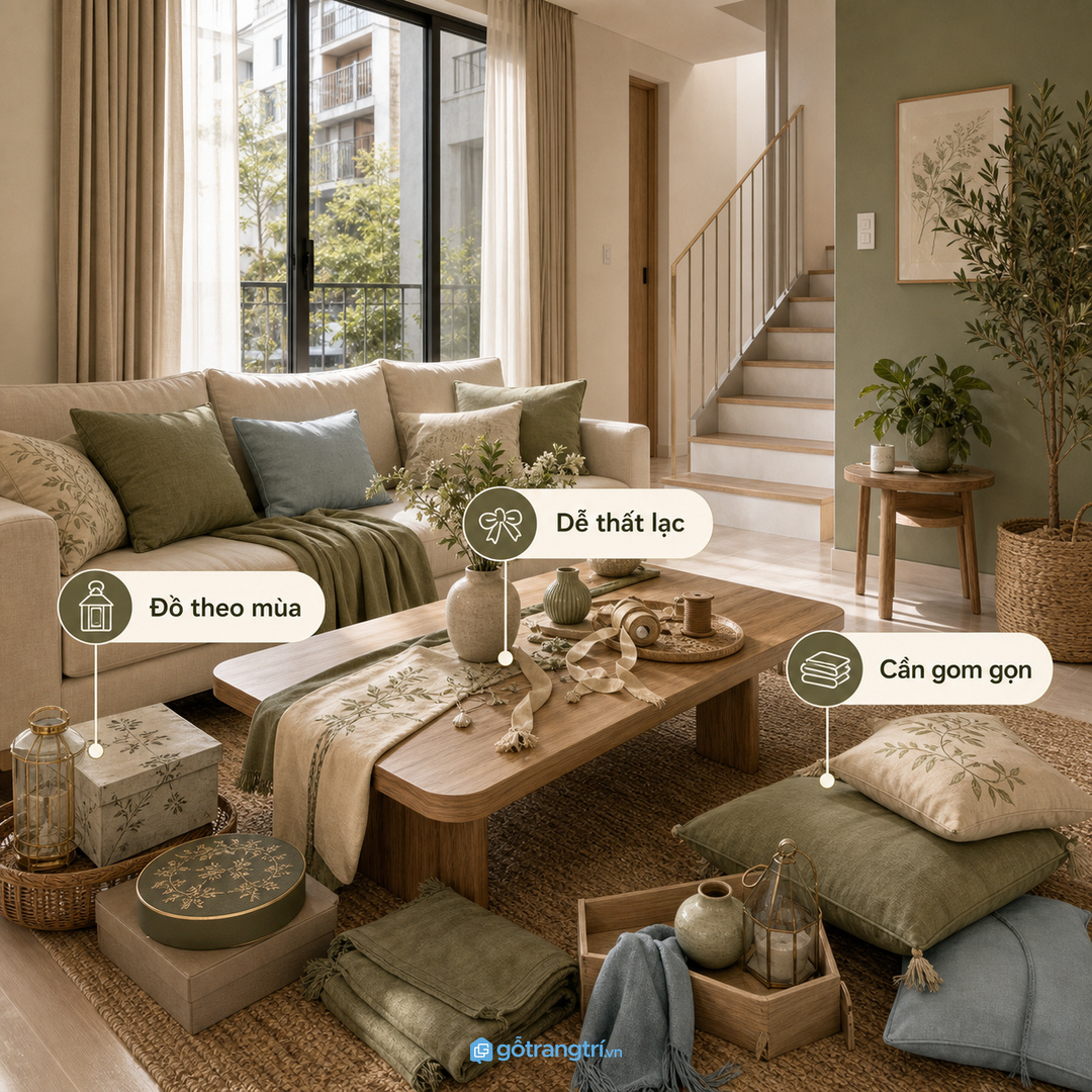Đồ decor theo mùa cần một điểm gom gọn để nhà phố nhỏ không bị rối