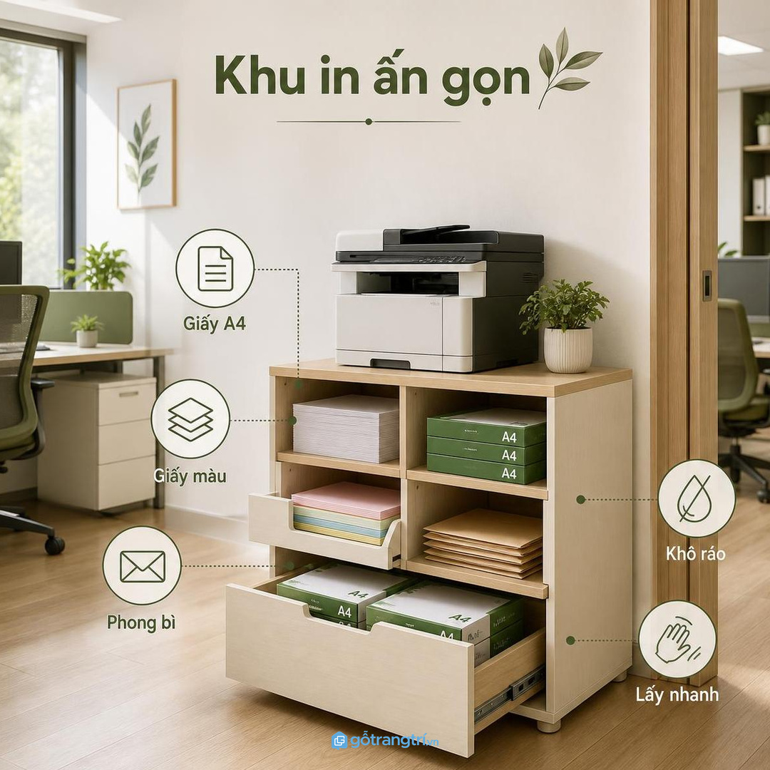 Tủ giấy in A4 giúp khu in ấn gọn và lấy giấy nhanh