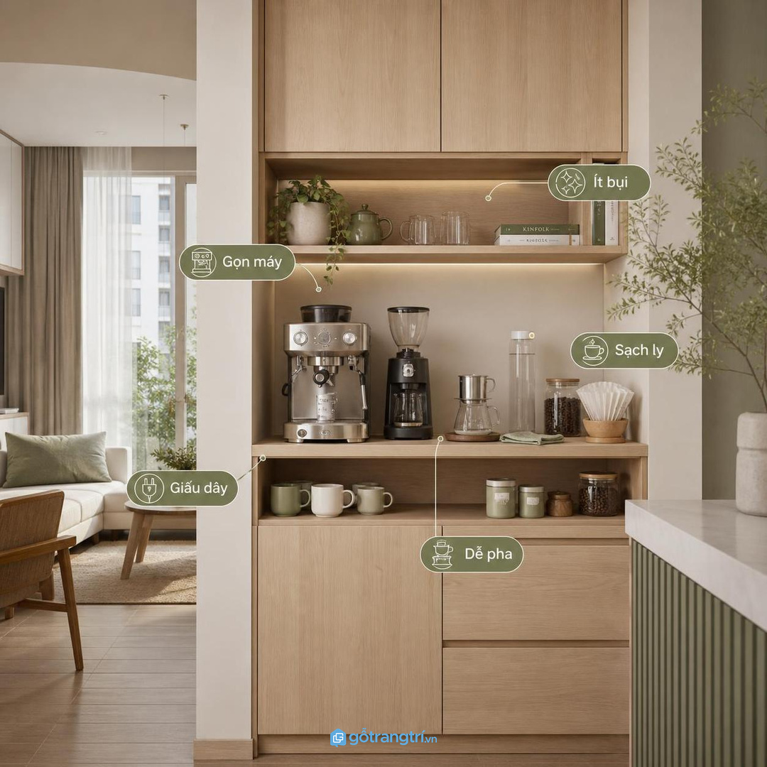 Góc cà phê gọn cho nhà phố nhỏ
