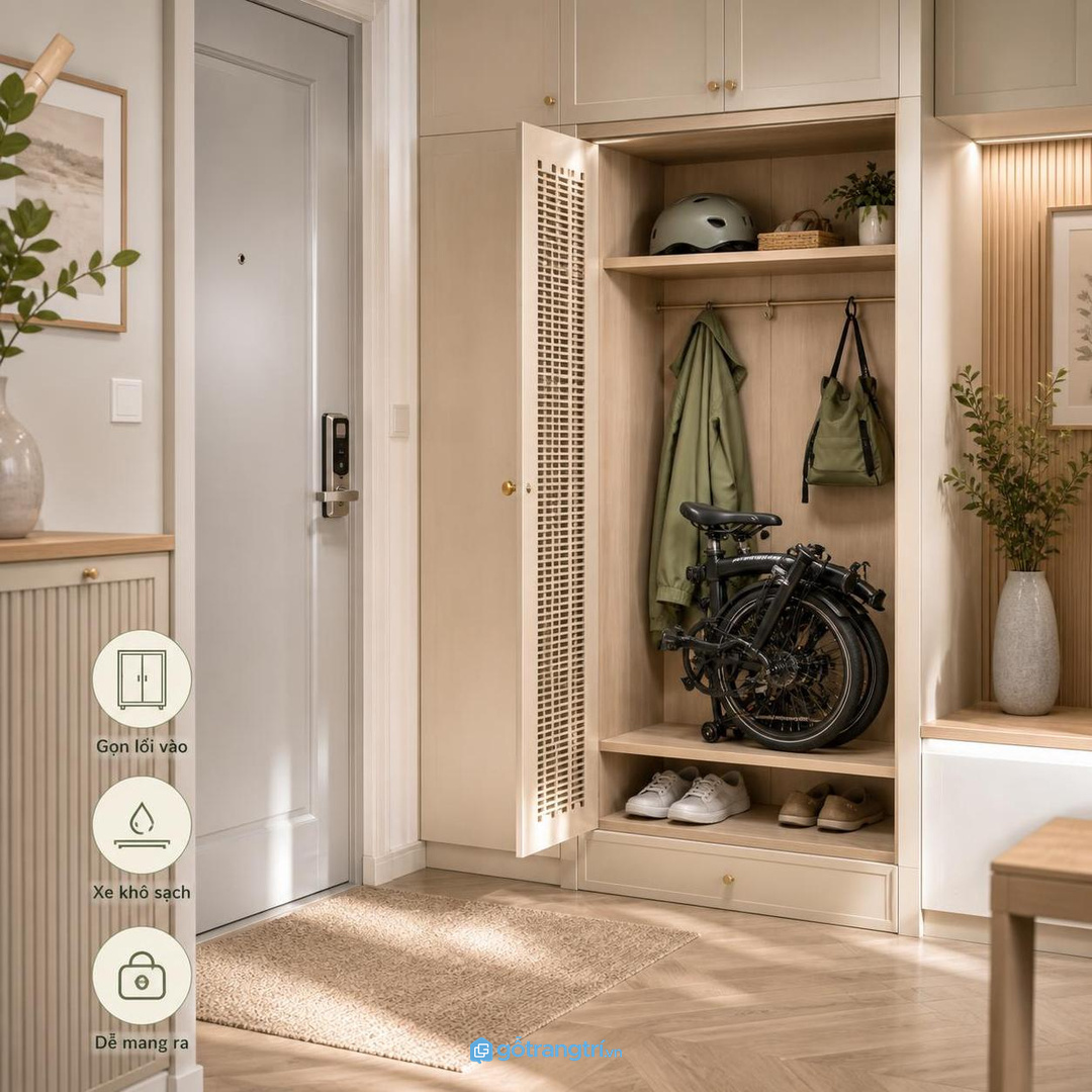 Tủ dụng cụ gara biệt thự giúp cất đồ sửa xe, máy xịt và dây điện gọn mà vẫn sang