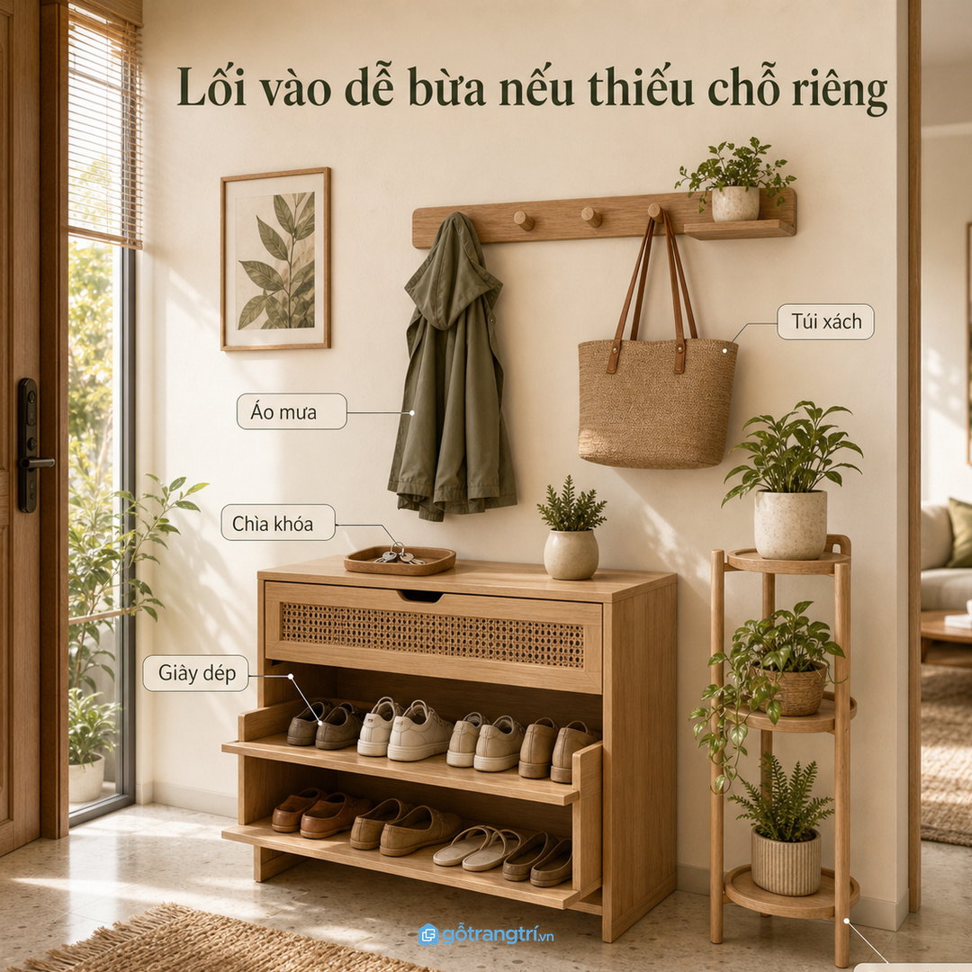 Lối vào là điểm chuyển tiếp nên rất dễ bừa