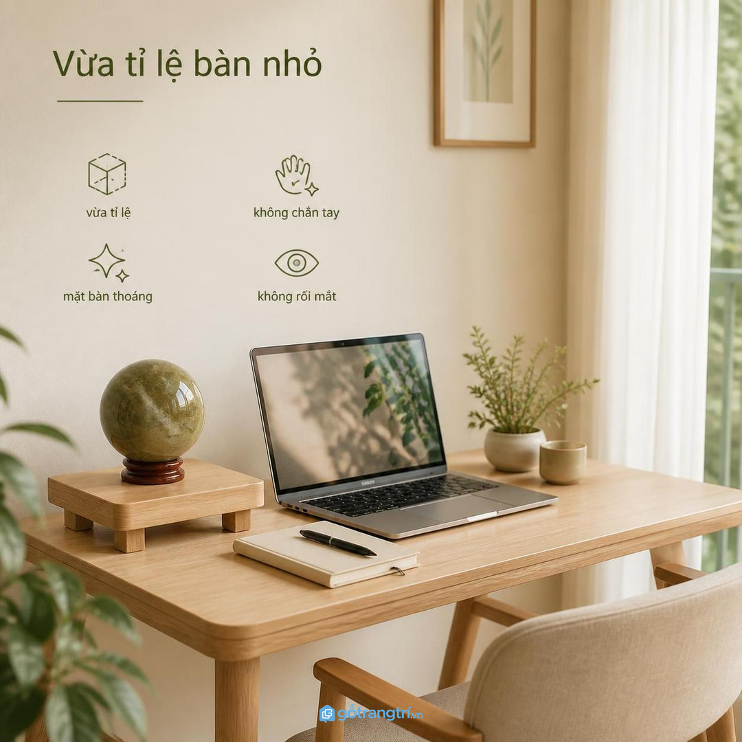 Bàn nhỏ cần vật phẩm đúng tỉ lệ để không nặng mắt và vướng tay