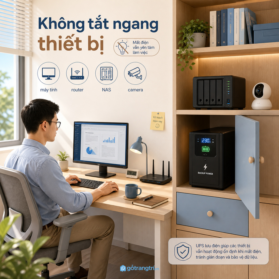 Văn phòng mất điện vài phút cũng có thể làm gián đoạn dữ liệu và thiết bị