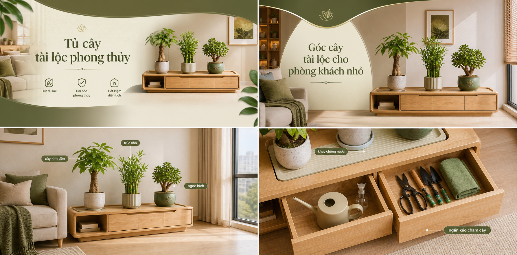 Góc cây nên đặt ở vị trí dễ nhìn nhưng không chắn lối đi hoặc cửa chính.