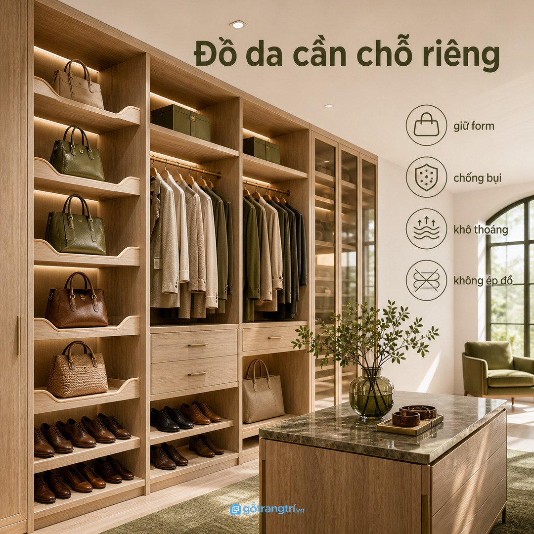 Đồ da cần khoang riêng để tránh ẩm bụi mất form và trầy bề mặt