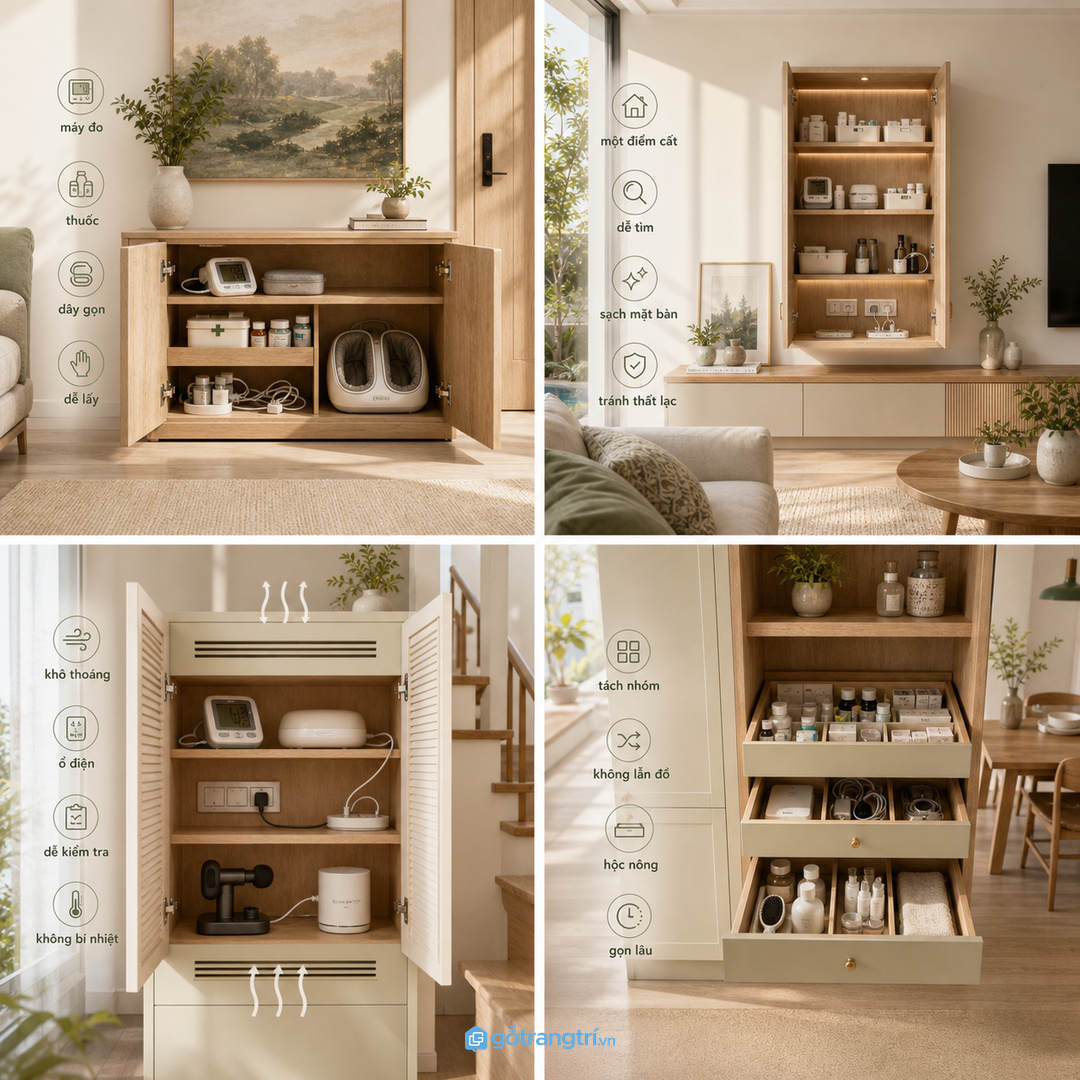 Đồ chăm sóc sức khỏe dễ thất lạc nếu không có một điểm cất riêng