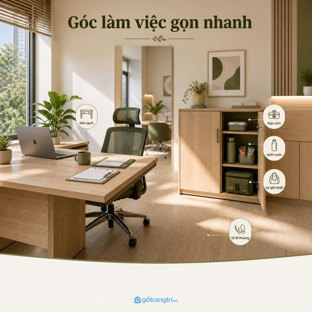 Hộp cơm để tạm làm bàn làm việc nhanh rối
