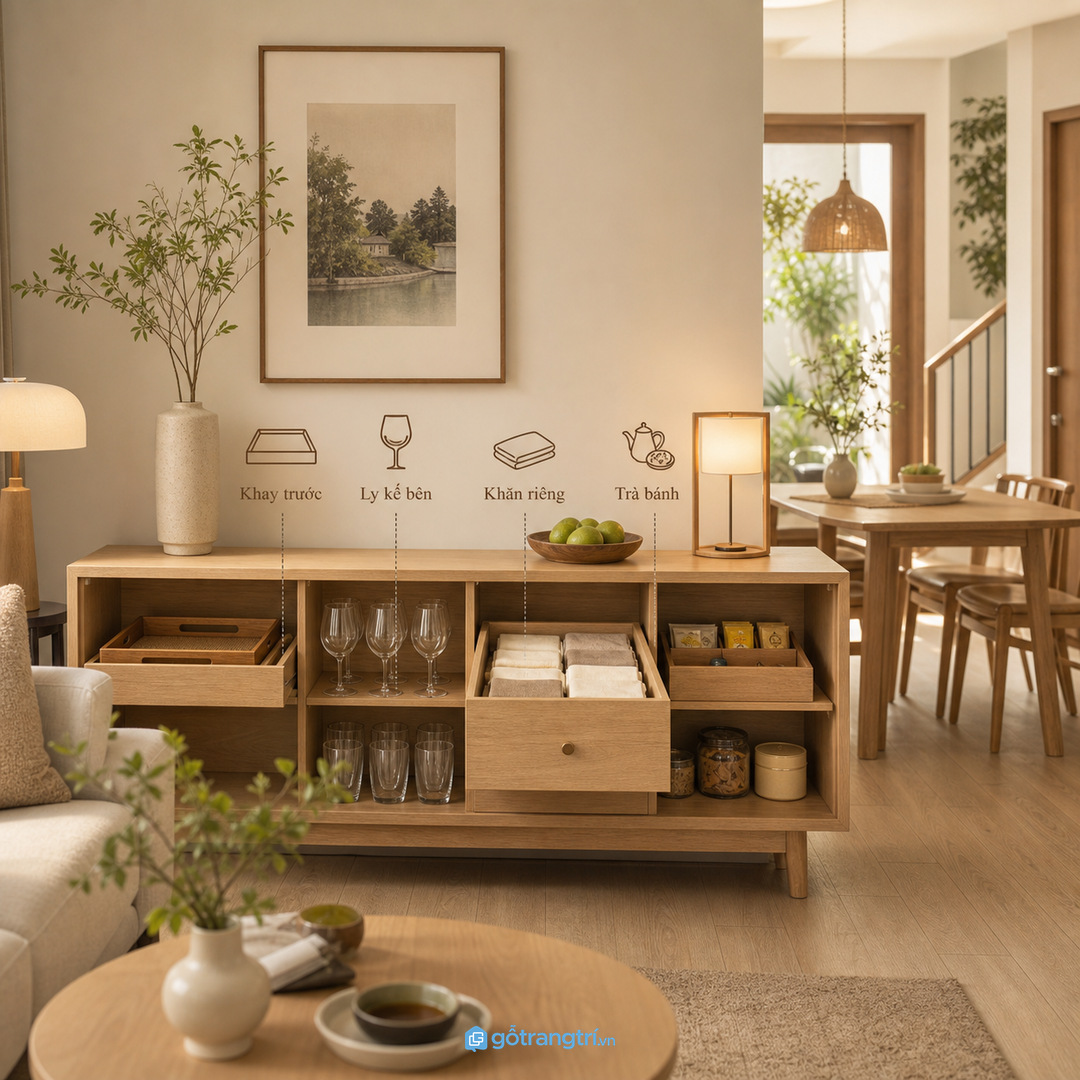 Đồ đãi khách cần tách vùng sạch, khô và kín bụi