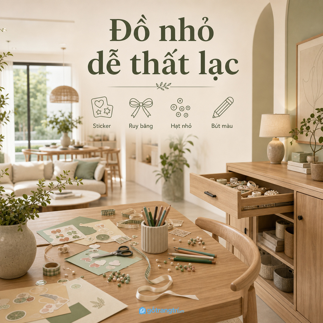 Dụng cụ nhỏ để rải rác khiến bàn ăn, bàn học và phòng khách nhanh rối