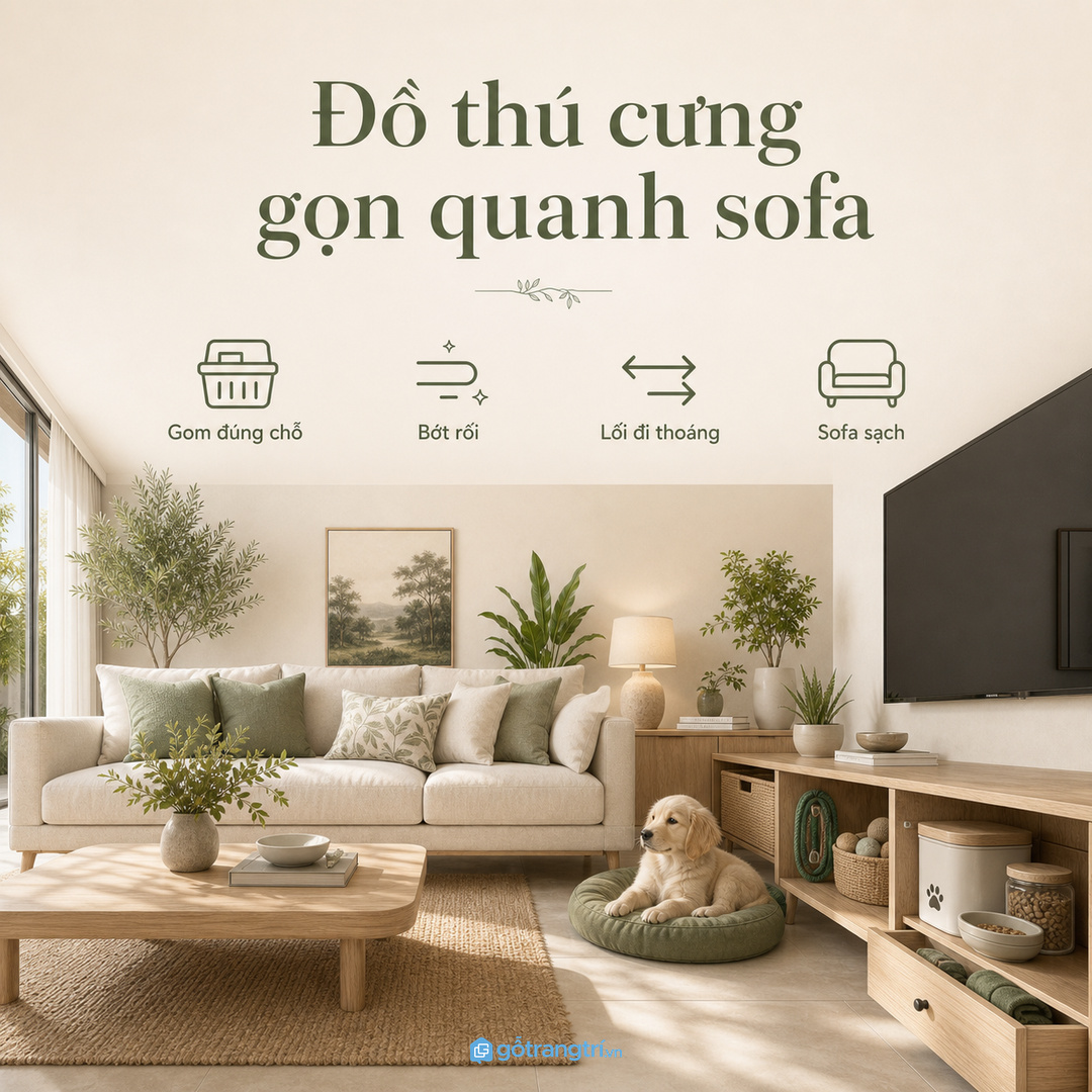 Đồ thú cưng nhỏ nhưng dễ làm góc sofa nhanh rối