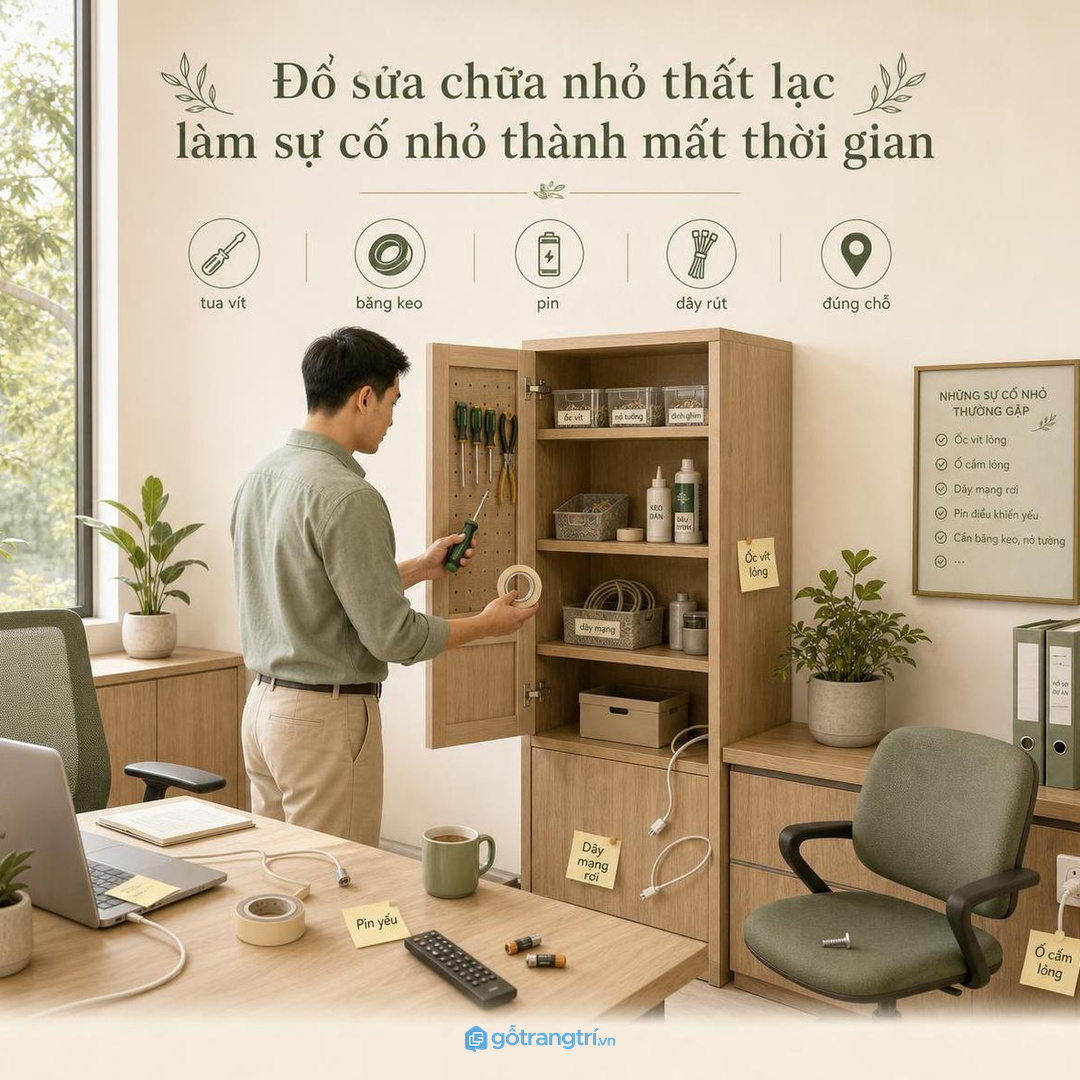 Đồ sửa chữa nhỏ có chỗ cố định sẽ không thất lạc lúc cần dùng