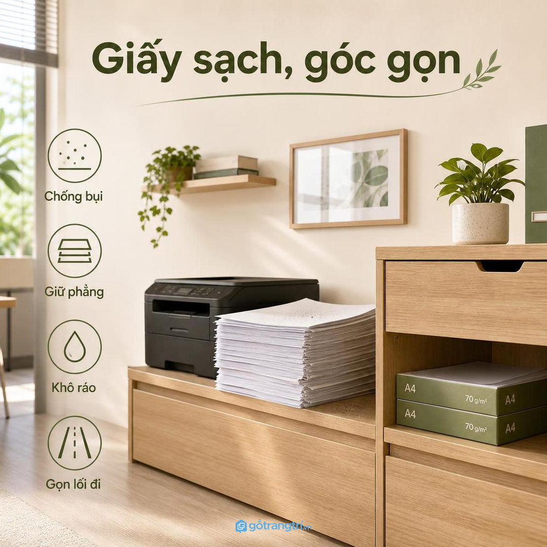 Giấy in để hở dễ cong mép, bám bụi và rối lối đi