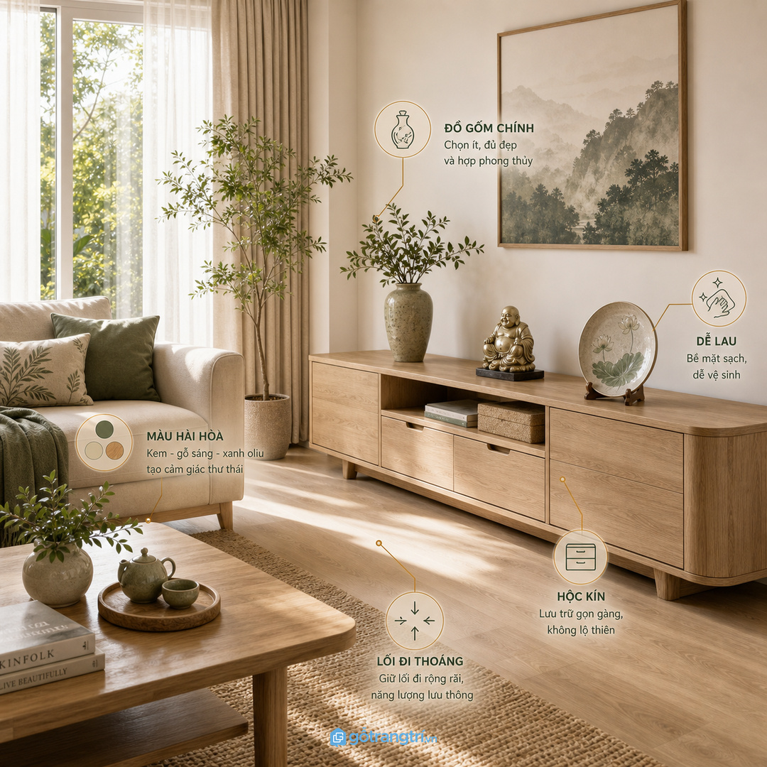 Đồ đẹp cần khoảng thở để phòng khách không bị rối